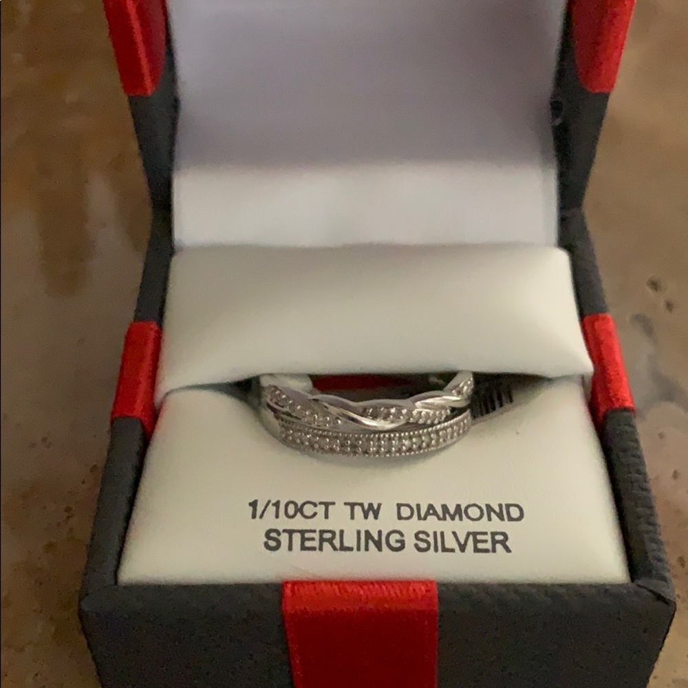 Diamond Ring 1/10 carat Sterling Double Band
